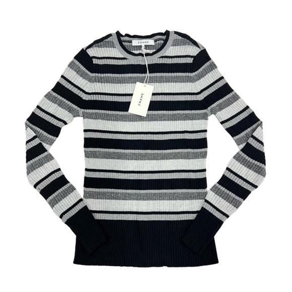 NWT Frame Denim Panel Stripe Crew Long Sleeve Top - Picture 3 of 11